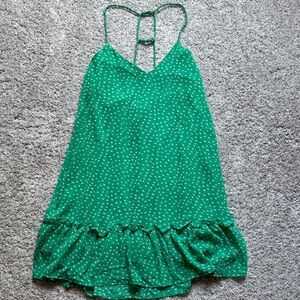 Green Polka Dot Dress with Ruffle Hem NWOT